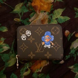 Louis Vuitton Monogram Wallet with Blue and Orange Accents